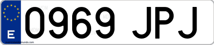 Ejemplo de matrícula de coche ordinaria 0969 JPJ