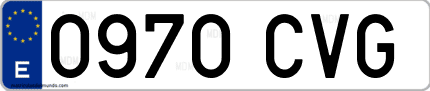 Ejemplo de matrícula de coche ordinaria 0970 CVG