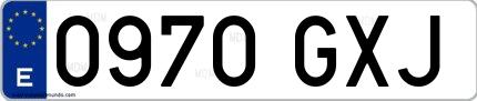 Ejemplo de matrícula española 0970 GXJ