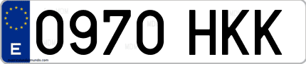 Ejemplo de matrícula de coche ordinaria 0970 HKK