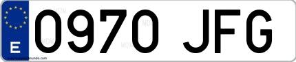 Ejemplo de matrícula de coche ordinaria 0970 JFG