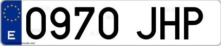 Ejemplo de matrícula de coche ordinaria 0970 JHP