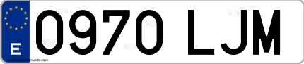 Ejemplo de matrícula de coche ordinaria 0970 LJM