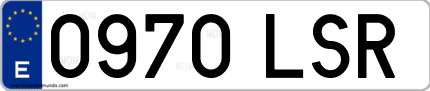 Ejemplo de matrícula de coche ordinaria 0970 LSR