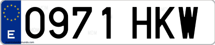 Ejemplo de matrícula de coche ordinaria 0971 HKW