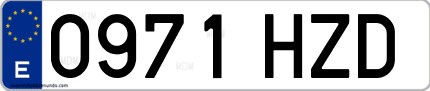 Ejemplo de matrícula de coche ordinaria 0971 HZD