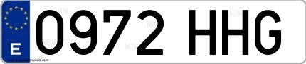 Ejemplo de matrícula española 0972 HHG
