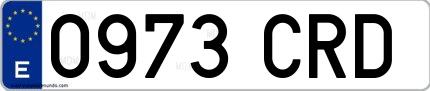 Ejemplo de matrícula española 0973 CRD