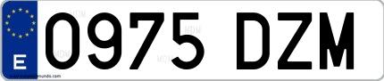 Ejemplo de matrícula española 0975 DZM