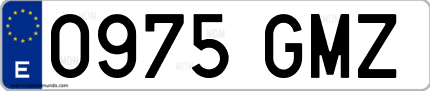 Ejemplo de matrícula de coche ordinaria 0975 GMZ