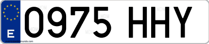 Ejemplo de matrícula de coche ordinaria 0975 HHY