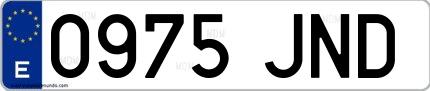 Ejemplo de matrícula española 0975 JND