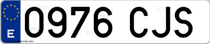 Ejemplo de matrícula de coche ordinaria 0976 CJS