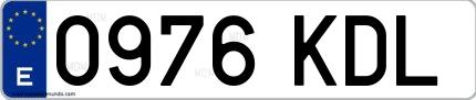 Ejemplo de matrícula española 0976 KDL