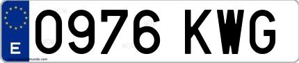 Ejemplo de matrícula española 0976 KWG