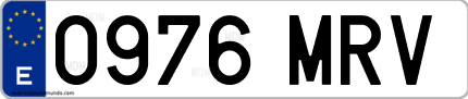 Ejemplo de matrícula de coche ordinaria 0976 MRV