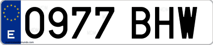 Ejemplo de matrícula de coche ordinaria 0977 BHW