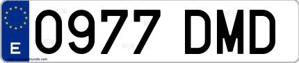 Ejemplo de matrícula española 0977 DMD