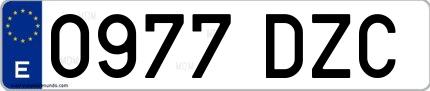 Ejemplo de matrícula española 0977 DZC