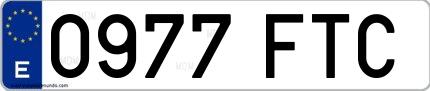 Ejemplo de matrícula española 0977 FTC