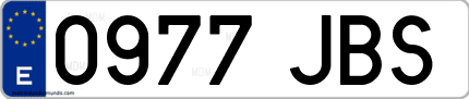 Ejemplo de matrícula de coche ordinaria 0977 JBS