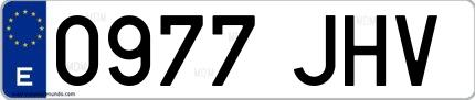 Ejemplo de matrícula española 0977 JHV