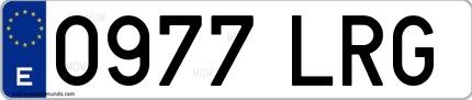 Ejemplo de matrícula española 0977 LRG