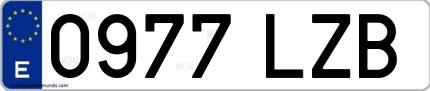 Ejemplo de matrícula española 0977 LZB