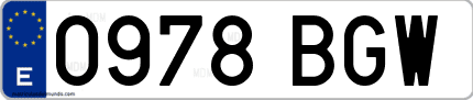 Ejemplo de matrícula de coche ordinaria 0978 BGW