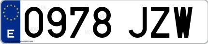 Ejemplo de matrícula española 0978 JZW
