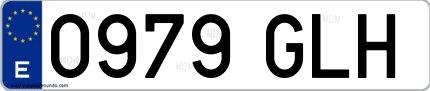 Ejemplo de matrícula española 0979 GLH