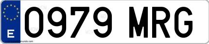 Ejemplo de matrícula española 0979 MRG