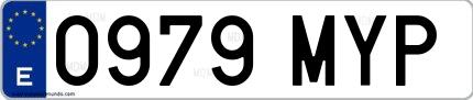 Ejemplo de matrícula española 0979 MYP