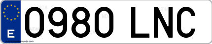 Ejemplo de matrícula de coche ordinaria 0980 LNC