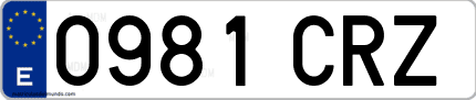 Ejemplo de matrícula de coche ordinaria 0981 CRZ