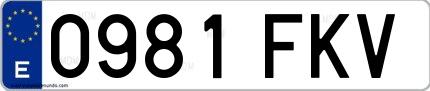 Ejemplo de matrícula española 0981 FKV