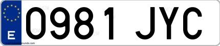 Ejemplo de matrícula española 0981 JYC