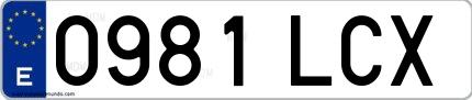 Ejemplo de matrícula española 0981 LCX