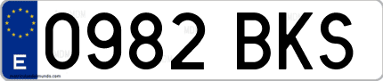 Ejemplo de matrícula de coche ordinaria 0982 BKS