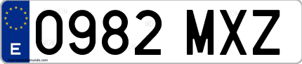 Ejemplo de matrícula de coche ordinaria 0982 MXZ