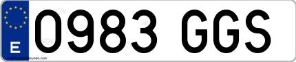 Ejemplo de matrícula española 0983 GGS