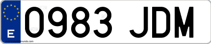 Ejemplo de matrícula de coche ordinaria 0983 JDM
