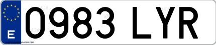 Ejemplo de matrícula de coche ordinaria 0983 LYR