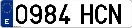 Ejemplo de matrícula de coche ordinaria 0984 HCN