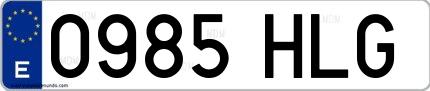 Ejemplo de matrícula española 0985 HLG