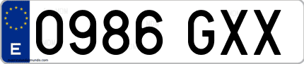 Ejemplo de matrícula de coche ordinaria 0986 GXX