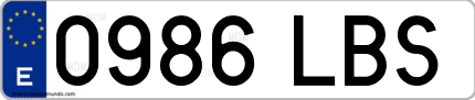 Ejemplo de matrícula de coche ordinaria 0986 LBS