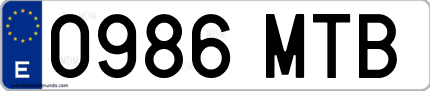 Ejemplo de matrícula de coche ordinaria 0986 MTB