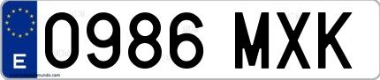 Ejemplo de matrícula española 0986 MXK