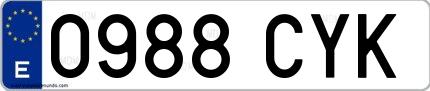 Ejemplo de matrícula española 0988 CYK
